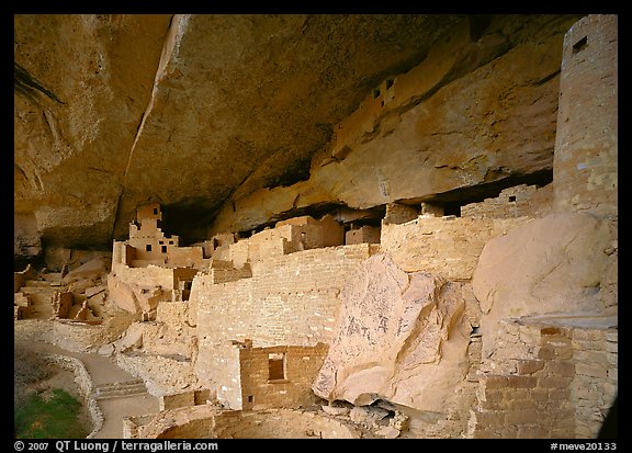 Cliff Palace Anasazi dwelling. Mesa Verde National Park (color)