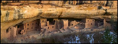 Spruce Tree House under rock overhang. Mesa Verde National Park (Panoramic color)