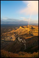 Rainbow and cliffs at sunset from Park Point. Mesa Verde National Park, Colorado, USA. (color)