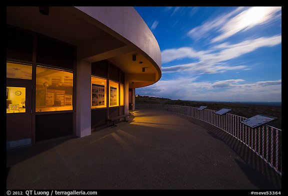 Far View visitor center terrace by moonlight. Mesa Verde National Park, Colorado, USA.