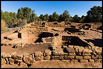 Ancestral Puebloan village with multiple rooms and kivas. Mesa Verde National Park, Colorado, USA. (color)