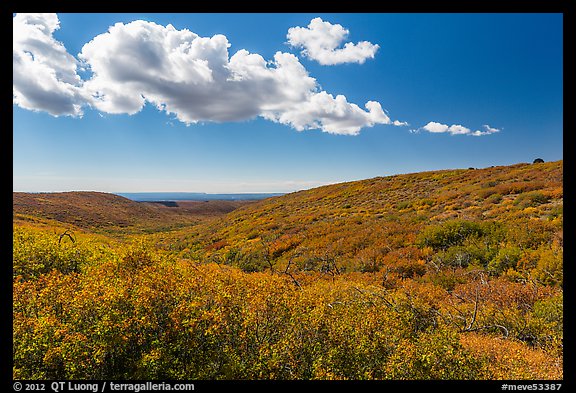 Clouds and slopes with autumn colors. Mesa Verde National Park (color)