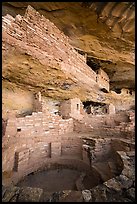 Kiva and structures built on ledge, Mug House. Mesa Verde National Park ( color)