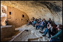 Ranger talks during guided tour of Long House. Mesa Verde National Park ( color)