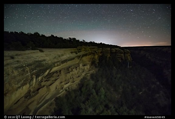 Cliff Palace at night, Chapin Mesa. Mesa Verde National Park (color)