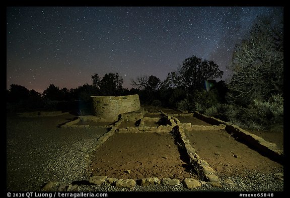 Far View ruins at night. Mesa Verde National Park, Colorado, USA.