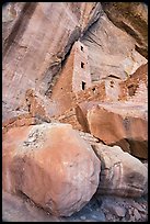 Looking up Square Tower House and cliff. Mesa Verde National Park ( color)