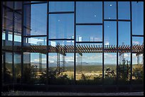 Mancos Valley with Park Point, Visitor and Research Center  window reflexion. Mesa Verde National Park ( color)