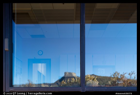 Park Point, Visitor Center and Research Center window reflexion. Mesa Verde National Park (color)