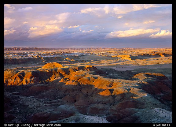 Painted desert seen from Chinde Point, stormy sunset. Petrified Forest National Park (color)