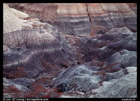 Colorful bentonite badlands, Blue Mesa. Petrified Forest National Park, Arizona, USA.