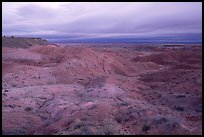Painted desert seen from Tiponi Point, dawn. Petrified Forest National Park, Arizona, USA.