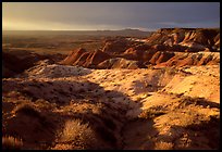Badlands of  Chinle Formation seen from Whipple Point, stormy sunset. Petrified Forest National Park, Arizona, USA. (color)