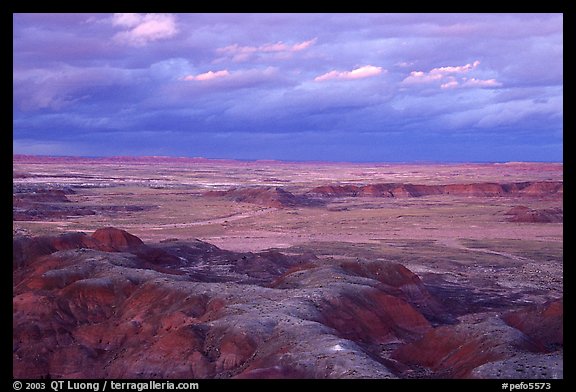 Painted desert seen from Chinde Point, dusk. Petrified Forest National Park (color)