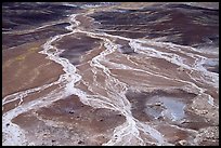 Dendritic drainage patterns, Blue Mesa, mid-day. Petrified Forest National Park ( color)