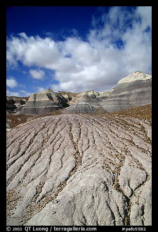 Eroded badlands of  Chinle Formationon, Blue Mesa. Petrified Forest National Park (color)