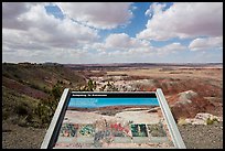 Interpretive sign, Painted Desert near Tawa Point. Petrified Forest National Park, Arizona, USA.