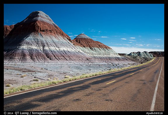 Road, The Tepees. Petrified Forest National Park, Arizona, USA.