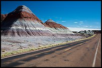 Road, The Tepees. Petrified Forest National Park, Arizona, USA.