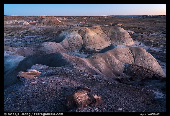 Badlands from Puerco Ridge, dusk. Petrified Forest National Park (color)