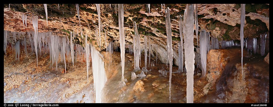 Ice stalactites under overhang. Bryce Canyon National Park (color)