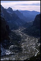 Zion Canyon from  summit of Angel's landing, mid-day. Zion National Park, Utah, USA. (color)