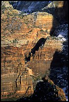 Rock walls near Hidden Canyon seen from Angel's landing, late afternoon. Zion National Park, Utah, USA.