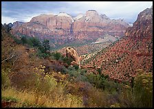 Towers of the Virgin in rainy weather. Zion National Park, Utah, USA.