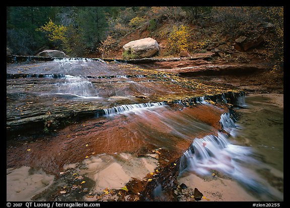 Terraced cascades, Left Fork of the North Creek. Zion National Park (color)