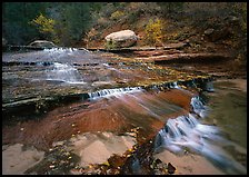 Terraced cascades in autumn, Left Fork of the North Creek. Zion National Park ( color)