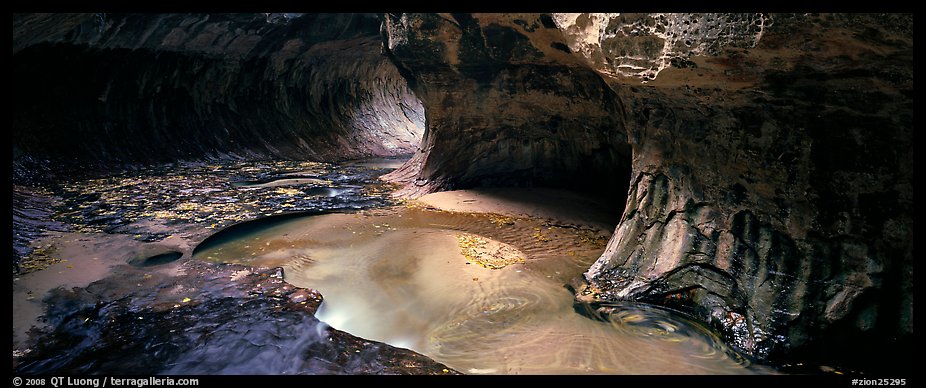 North Creek flowing in the Subway in the fall. Zion National Park (color)
