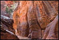 Rocks sculptured by water, Zion Plateau. Zion National Park, Utah, USA.