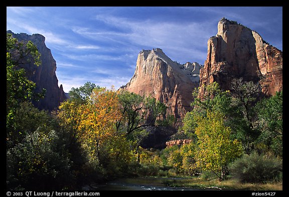 Court of the Patriarchs in autumn. Zion National Park, Utah, USA.