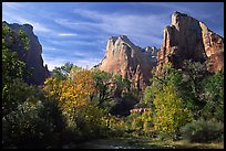 Court of the Patriarchs in autumn. Zion National Park, Utah, USA.