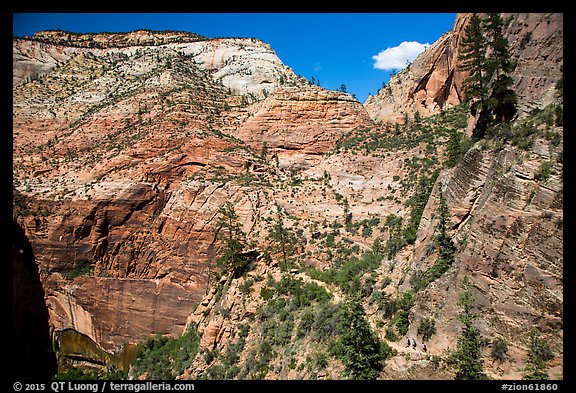 Distant hikers on Hidden Canyon trail. Zion National Park (color)