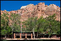 Zion lodge and cliffs. Zion National Park, Utah, USA.