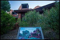 Visitor Center, Native Landscape interpretive sign. Zion National Park, Utah, USA.