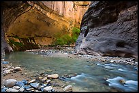 Virgin River and glowing alcove. Zion National Park ( color)