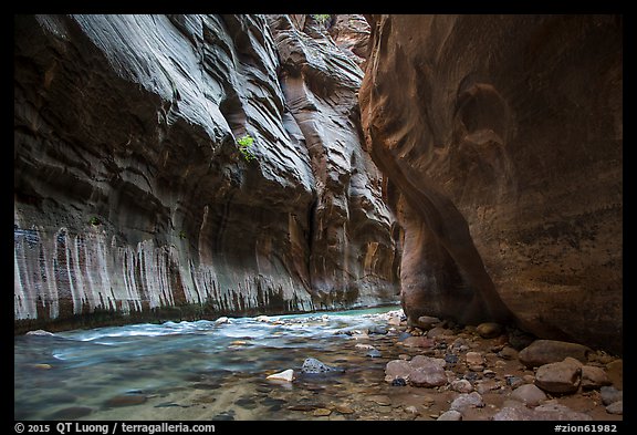 Tunnel passage in the Narrows. Zion National Park, Utah, USA.