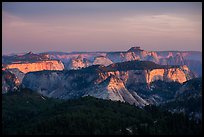 Forested plateaus and canyons at sunset from Lava Point. Zion National Park ( color)