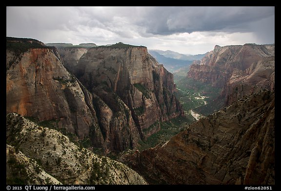 Thunderstorm over Zion Canyon from above. Zion National Park (color)