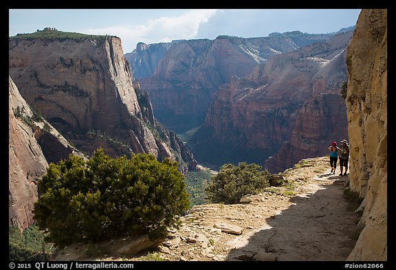 Hikers on East Rim trail. Zion National Park (color)