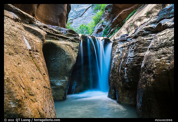 Waterfall, Orderville Canyon. Zion National Park (color)