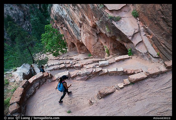 Hiking down Walters Wiggles. Zion National Park (color)