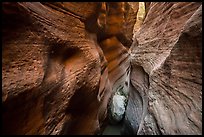 Red walls of Keyhole Canyon and white chockstone. Zion National Park ( color)