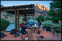 Campsite and Watchman at sunset. Zion National Park ( color)