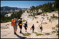 Hikers on slabs in Russell Gulch. Zion National Park ( color)