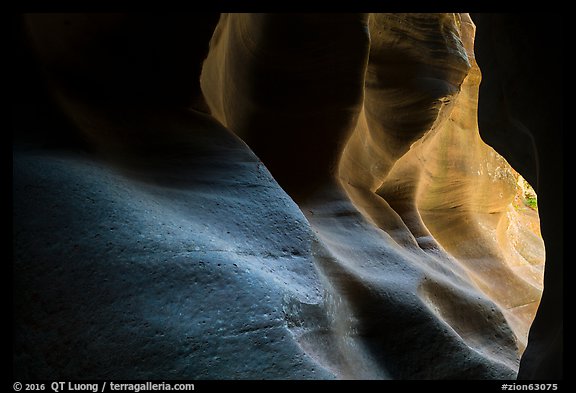 Slot canyon exit, Upper Left Fork (Das Boot). Zion National Park (color)