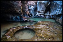 Water flowing over pools and fluted walls, Subway. Zion National Park ( color)