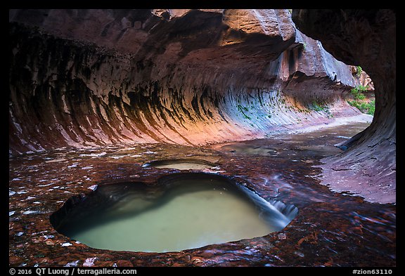 Pool and alcove, the Subway. Zion National Park (color)